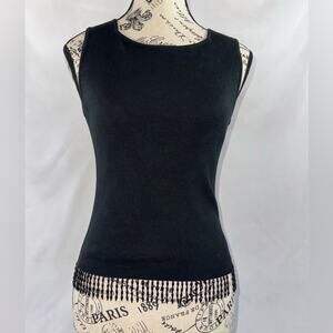 CLIO Black Silk Knit Sleeveless Tank Top